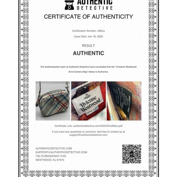 🆕 VIVIENNE WESTWOOD 🧿 NWOT Anna Camera Bag, Red/Blue Madras Check - AUTHENTIC - Picture 14 of 14